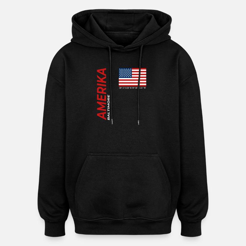 Baltimore - Sweat à capuche oversize unisexe - noir