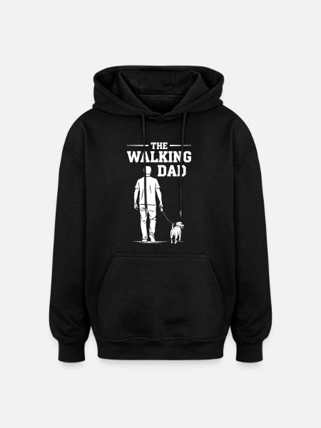 De Wandelende Vader - Grappig Hondenvadercadeau - Oversized uniseks hoodie - zwart