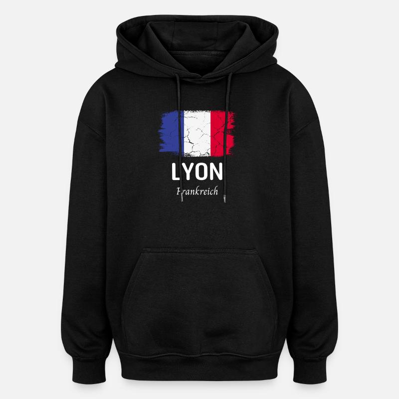 Lyon - Sweat à capuche oversize unisexe - noir