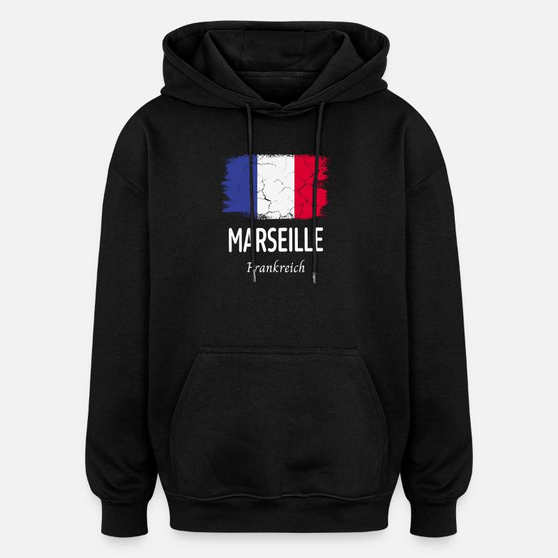 Marseille - Sweat à capuche oversize unisexe - noir