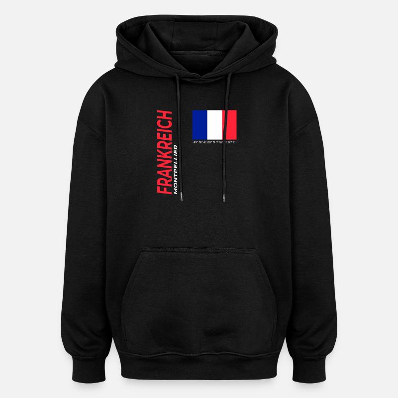 Montpellier - Sweat à capuche oversize unisexe - noir