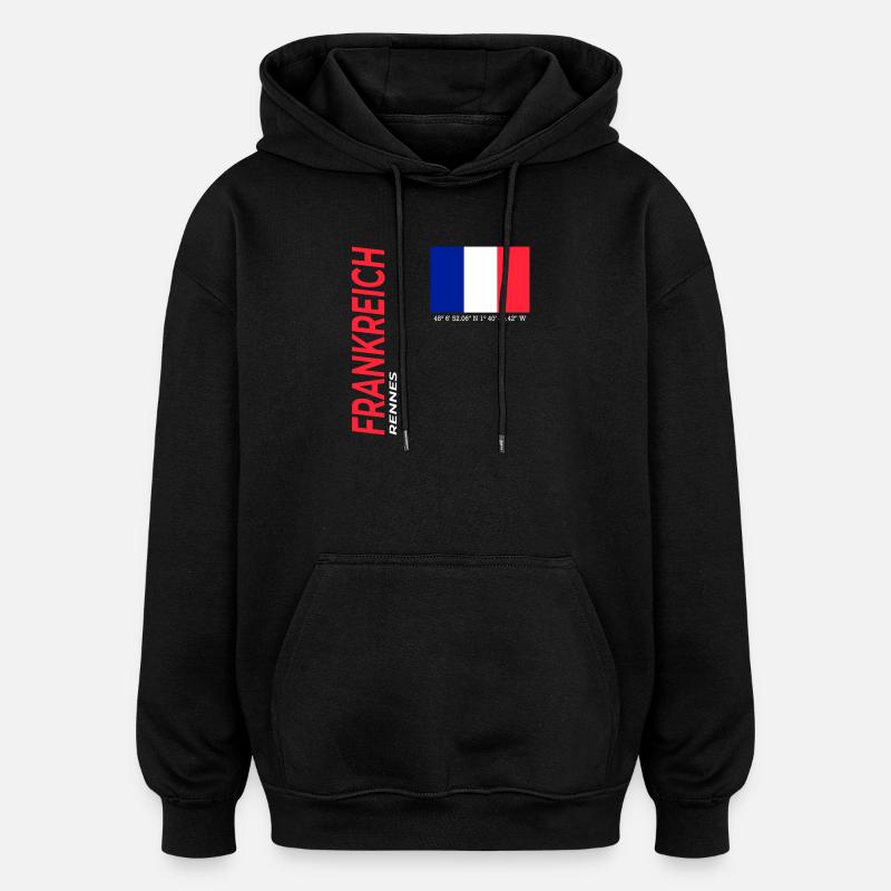Rennes - Sweat à capuche oversize unisexe - noir
