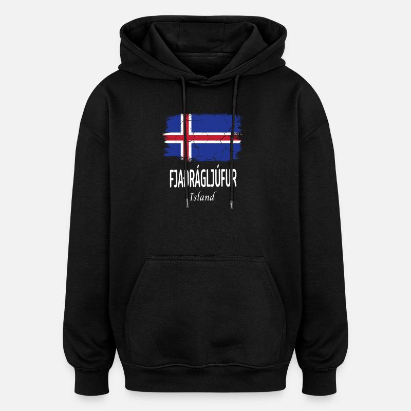 Fjaðrárgljúfur - Sweat à capuche oversize unisexe - noir