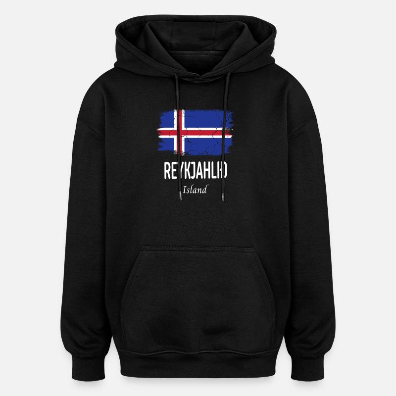 Reykjahlið - Sweat à capuche oversize unisexe - noir