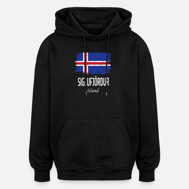 Siglufjördur - Sweat à capuche oversize unisexe - noir
