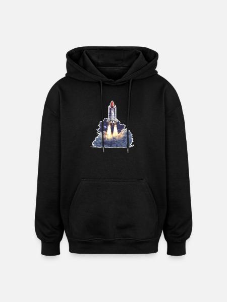 Astronomy Space Rocket Launch Exploration - Oversized Unisex Hoodie - black