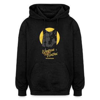 Woodwalkers Film Wolf Mit Wandler-Spruch - Oversized Unisex Hoodie - Schwarz - Vorne - Noah (186cm)