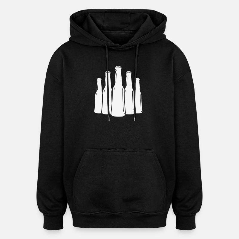 Silhouette des bouteilles de bière - Sweat à capuche oversize unisexe - noir