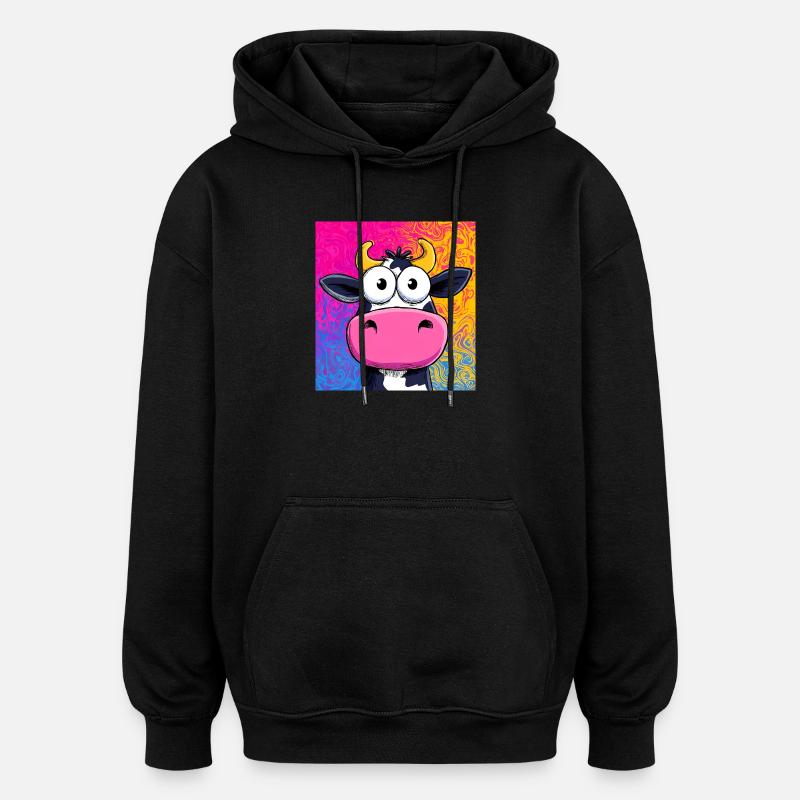 vache - Sweat à capuche oversize unisexe - noir