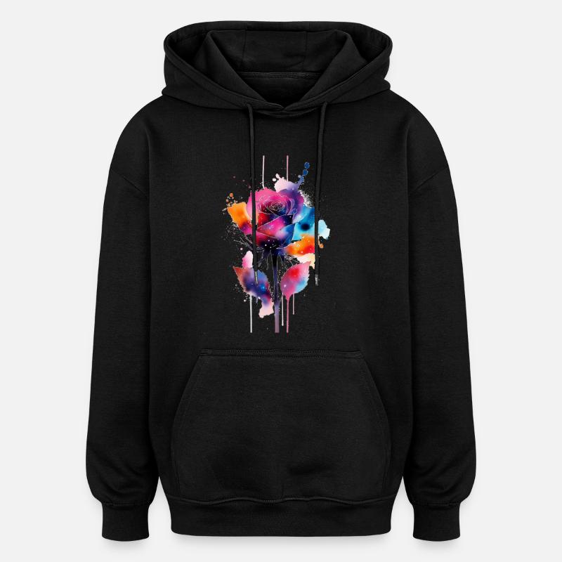 Blume - Oversized Unisex Hoodie - Schwarz