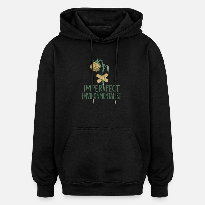 Fleur Brisée - Sweat à capuche oversize unisexe - noir