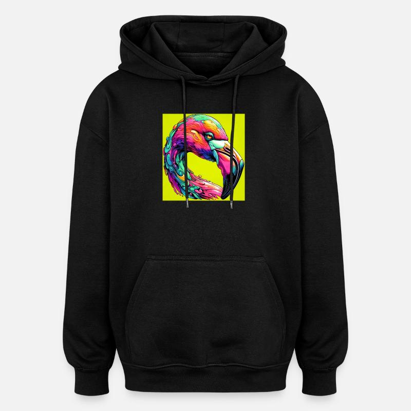 Flamingo - Oversized Unisex Hoodie - Schwarz