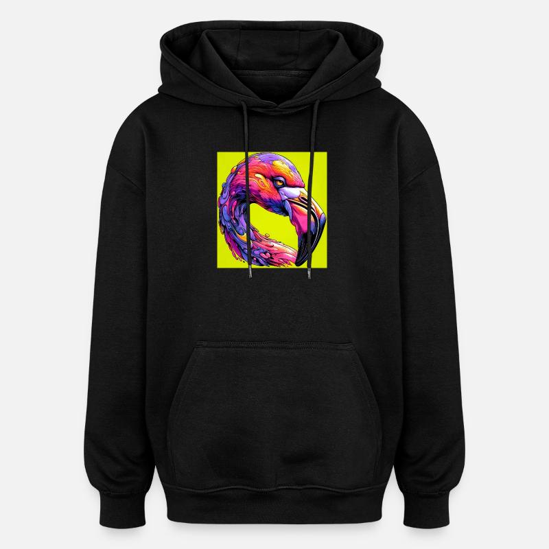 Flamingo - Oversized Unisex Hoodie - Schwarz