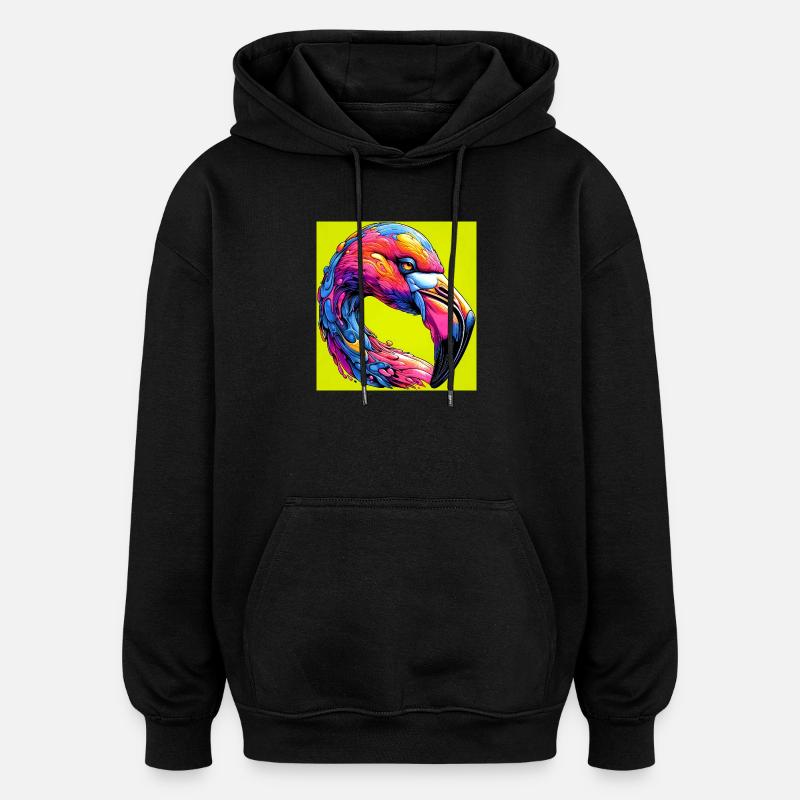 Flamingo - Oversized Unisex Hoodie - Schwarz