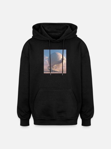 Spiralstiege zur Mondkugel - Oversized Unisex Hoodie - Schwarz
