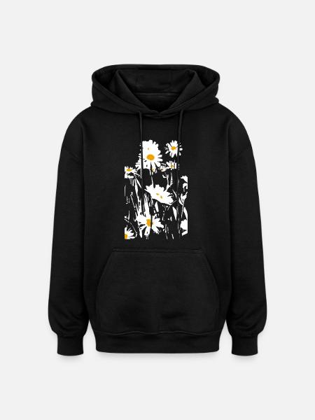 DAISIES - Oversized Unisex Hoodie - black
