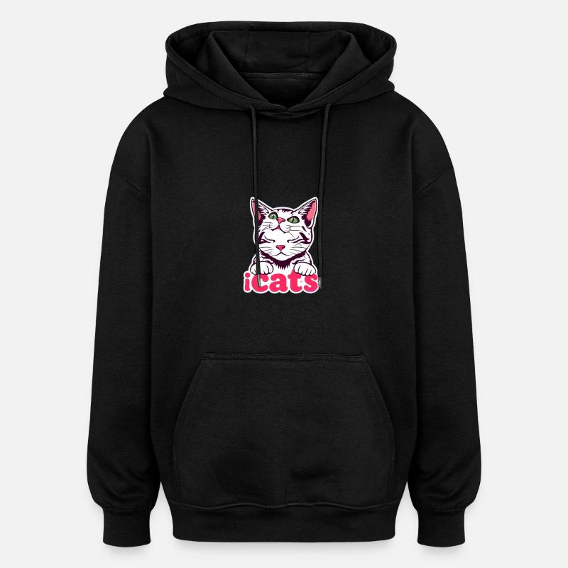 „ Katze – Mystisches Katzen-Design “ - Oversized Unisex Hoodie - Schwarz