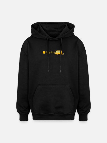 Camper Van Heartbeat - Oversized Unisex Hoodie - black