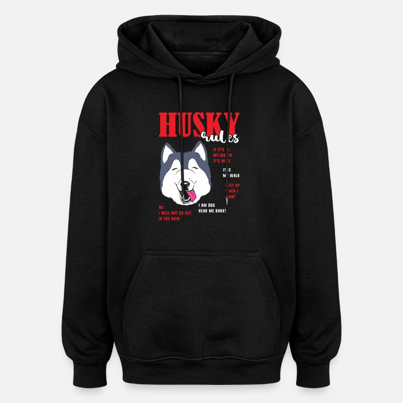 Husky sibérien - Sweat à capuche oversize unisexe - noir