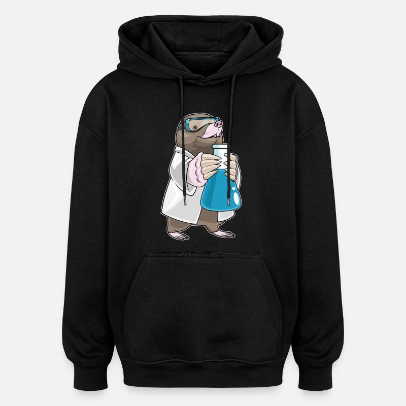 Mole Scientist Test Tube - Oversized Unisex Hoodie - black