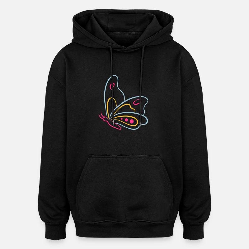 butterfly - Sweat à capuche oversize unisexe - noir