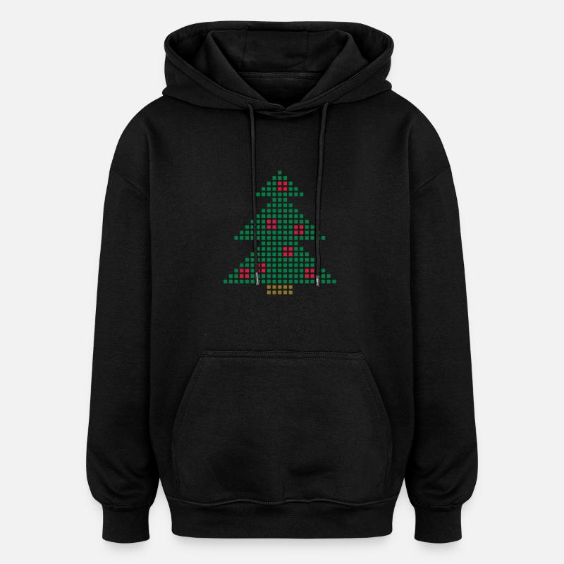 Christmas Tree Pixel - Sweat à capuche oversize unisexe - noir