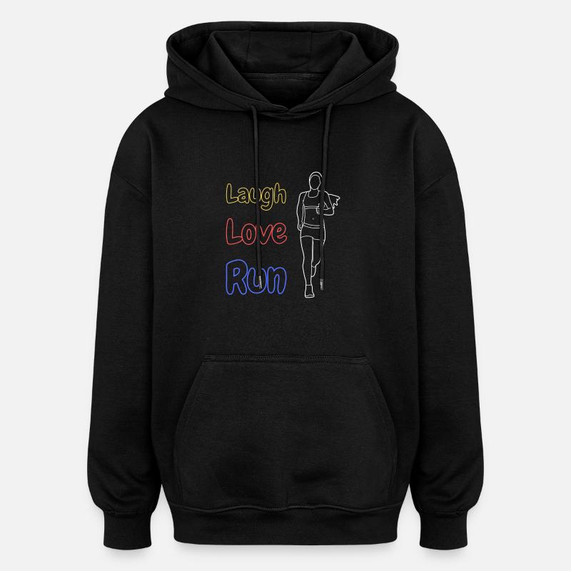 Rire Amour Courir - Sweat à capuche oversize unisexe - noir