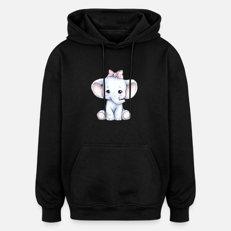 Mignon bébé éléphant - Sweat à capuche oversize unisexe - noir