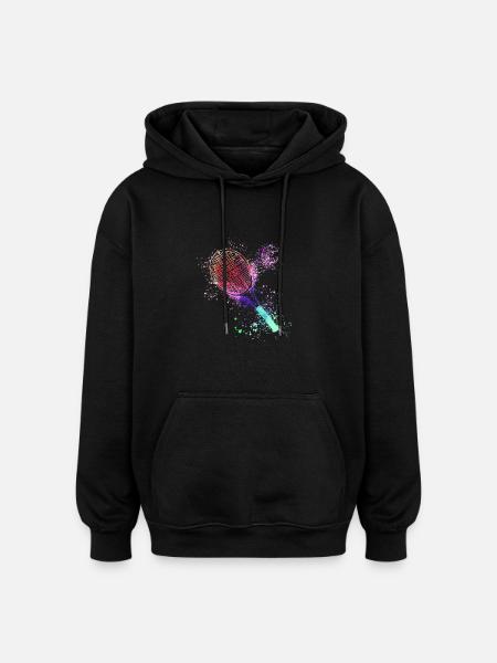 tennis,schläger,ball,graffiti,blau,malerei,bunt - Oversized Unisex Hoodie - Schwarz