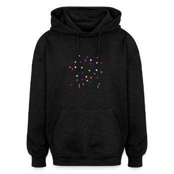 Confettis, pluie de confettis, qu’il pleuve des confettis. - Sweat à capuche oversize unisexe - noir - Devant - Noah (186cm)