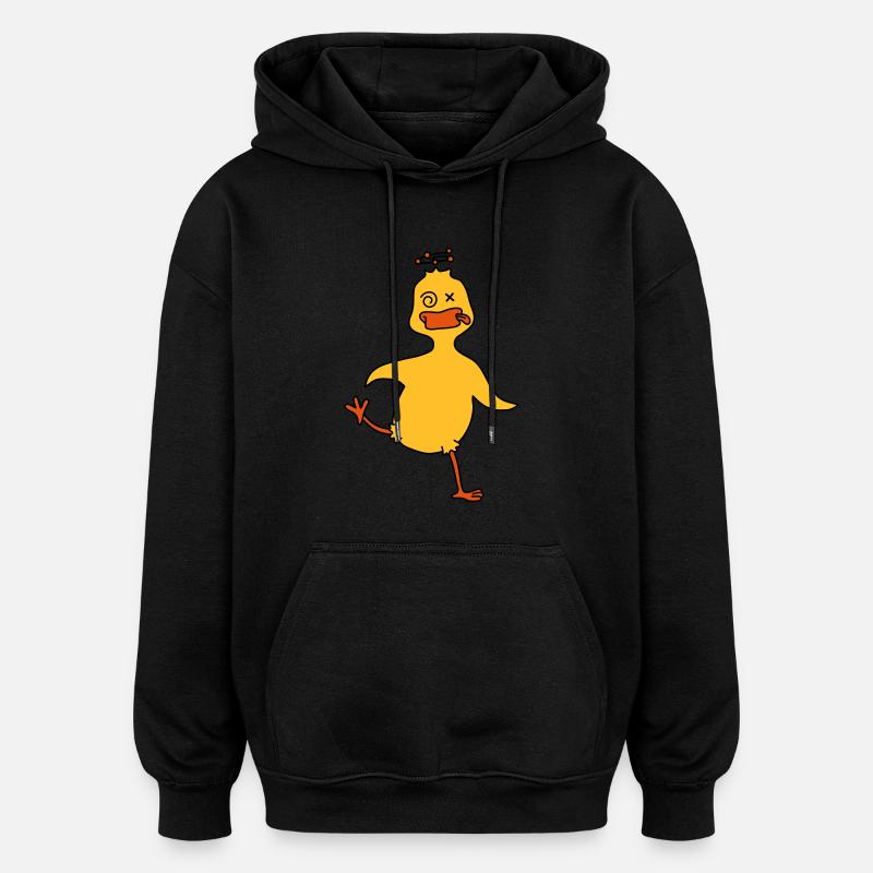 Drunken Duck - Sweat à capuche oversize unisexe - noir