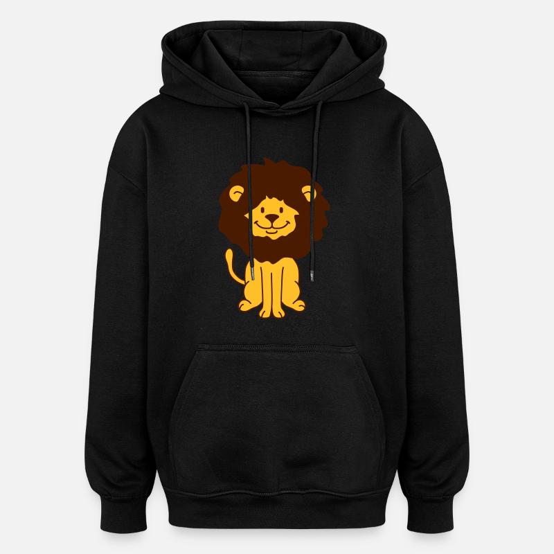 Cute Lion - Sweat à capuche oversize unisexe - noir