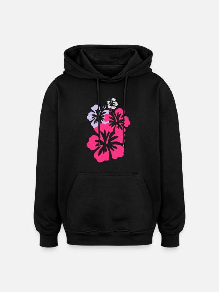 hibiskus_4 - Oversized Unisex Hoodie - Schwarz