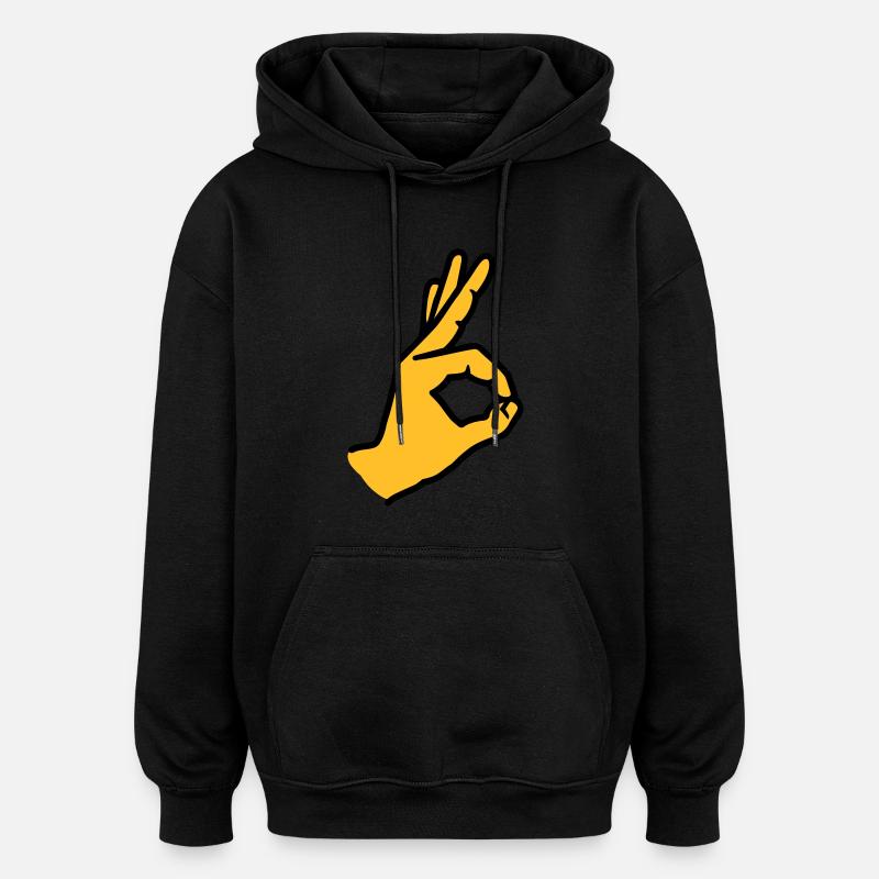 Doigt - Sweat à capuche oversize unisexe - noir