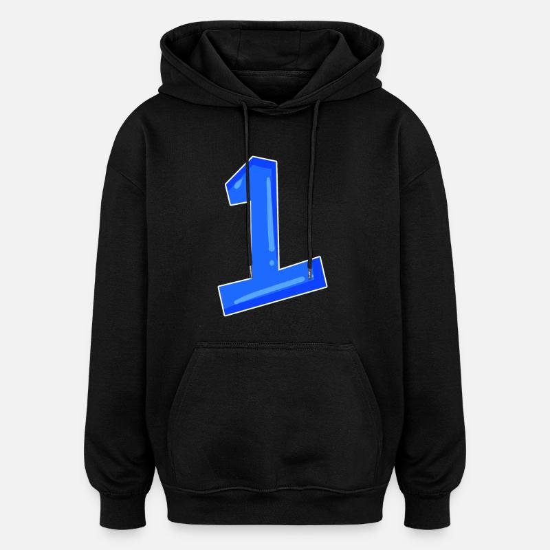 Numéro 1 bleu - Sweat à capuche oversize unisexe - noir