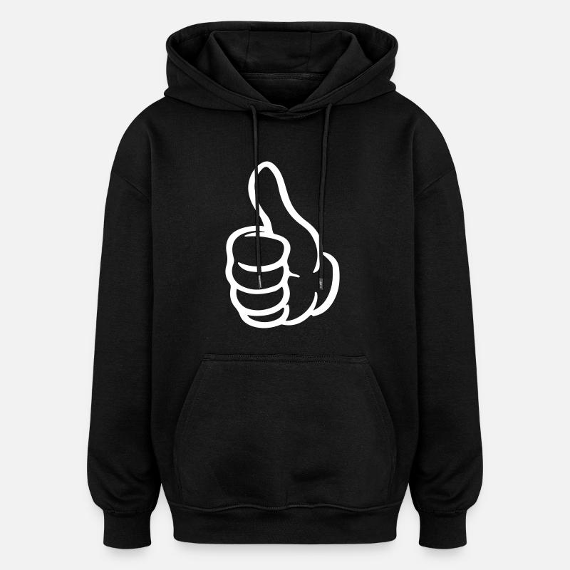 Pouce Main Bande dessinée - Sweat à capuche oversize unisexe - noir