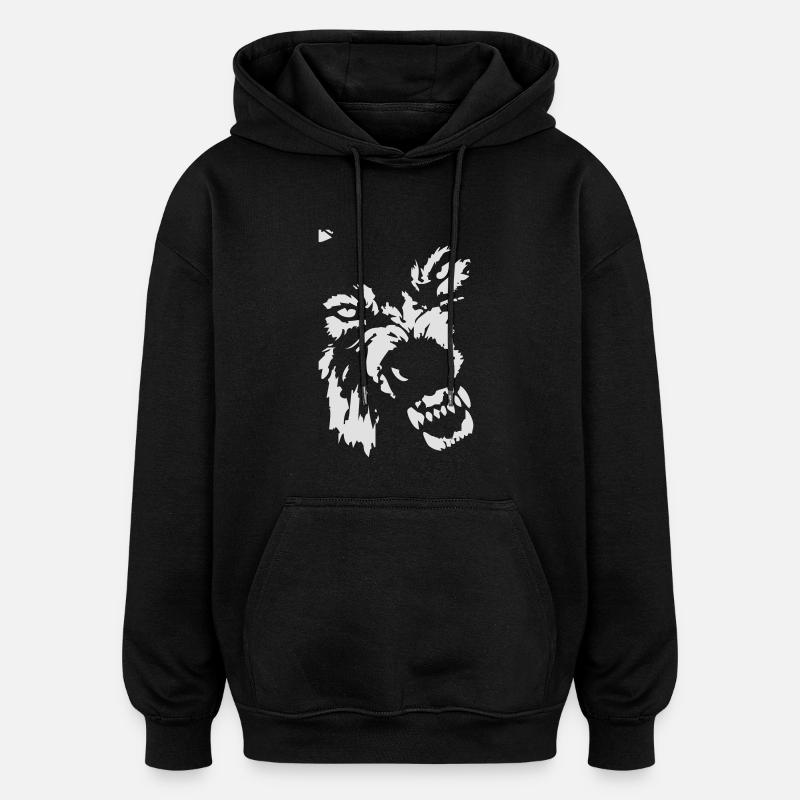 Wolf - Oversized Unisex Hoodie - Schwarz