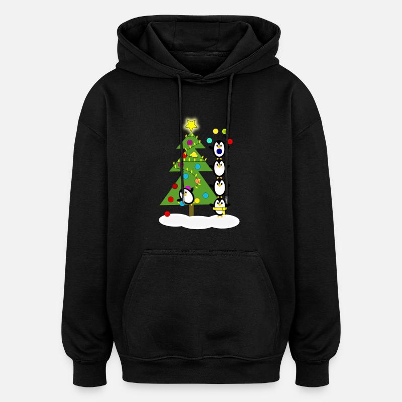 pingouins de Noël - Sweat à capuche oversize unisexe - noir