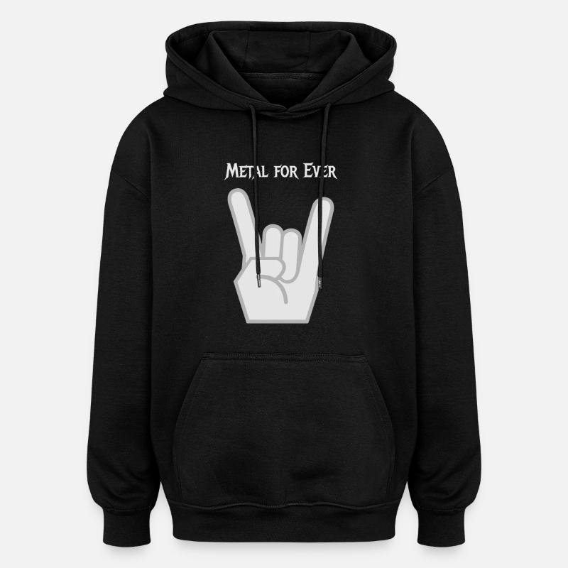 métal - Sweat à capuche oversize unisexe - noir