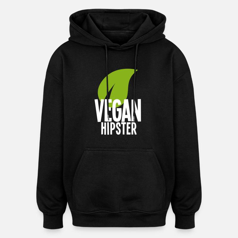 végétalien Hipster - Sweat à capuche oversize unisexe - noir