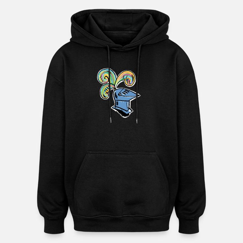 Regenbogen Ritterhelm - Oversized Unisex Hoodie - Schwarz