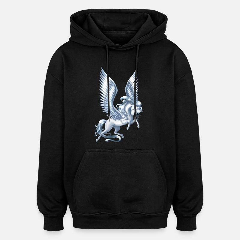 Pegasus flottant - Sweat à capuche oversize unisexe - noir