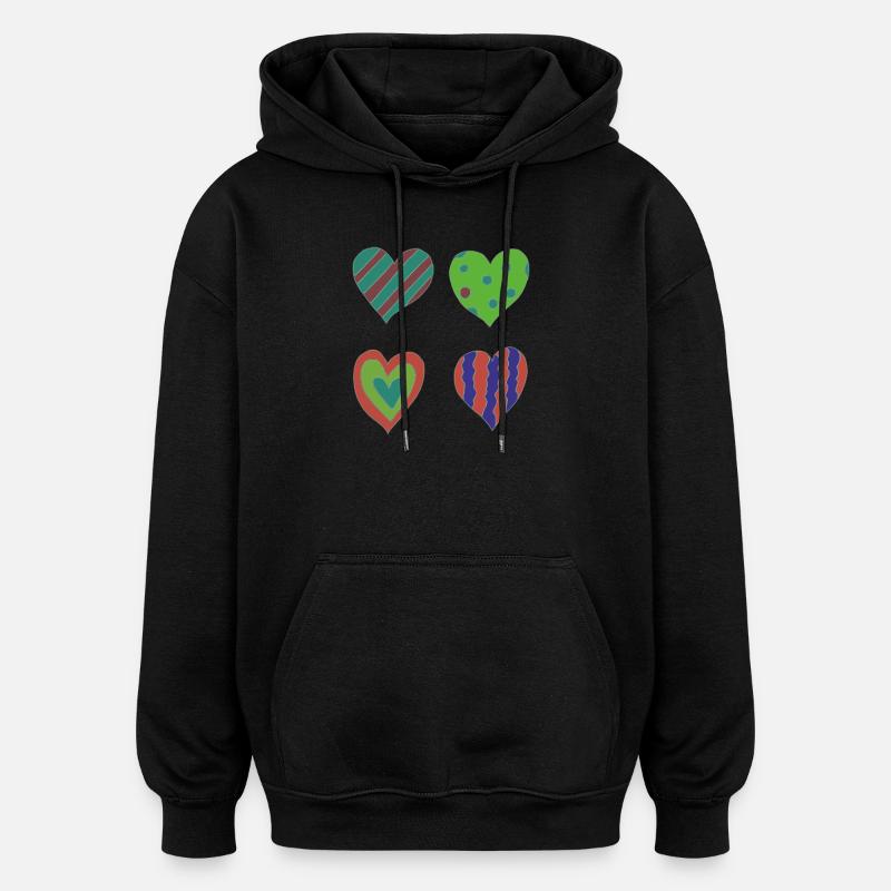 Heart Variation - Oversized Unisex Hoodie - black