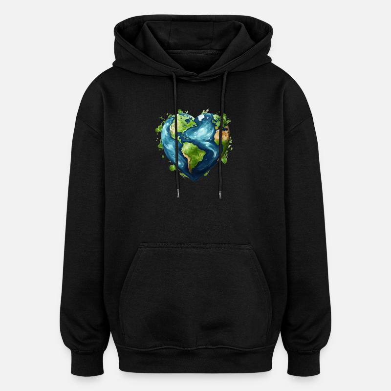 Aimez notre terre - Sweat à capuche oversize unisexe - noir