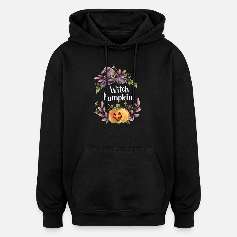 Blumen Hexe Kürbis - Oversized Unisex Hoodie - Schwarz