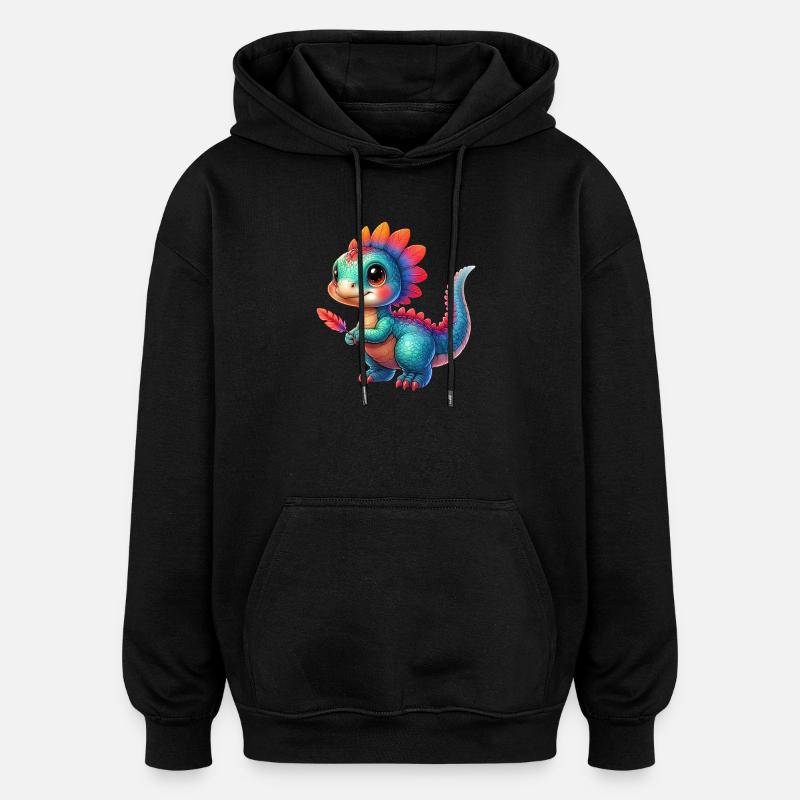 Dinosaure - Sweat à capuche oversize unisexe - noir
