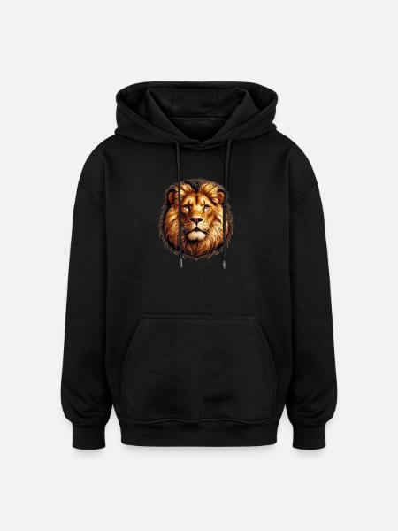 Lion - Sweat à capuche oversize unisexe - noir