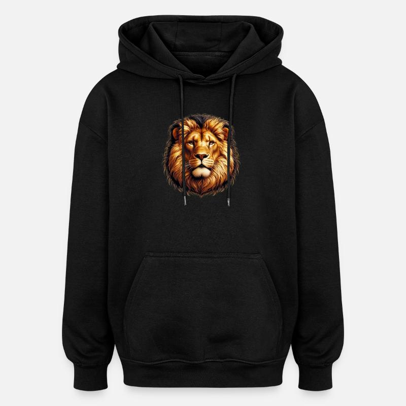 Lion - Sweat à capuche oversize unisexe - noir