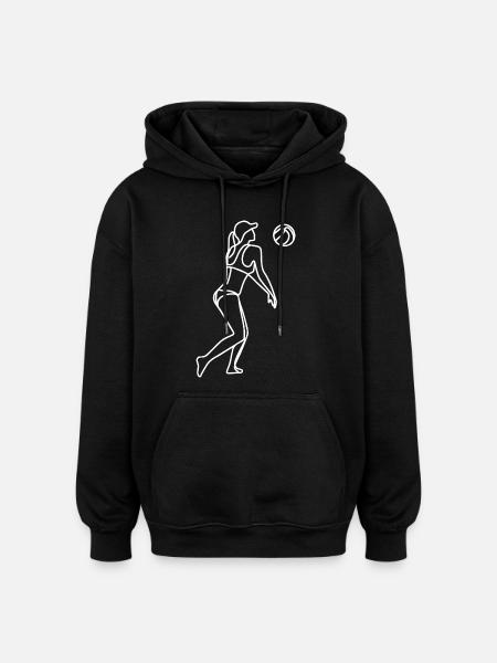 Beach volleyball player drawing - Oversized Unisex Hoodie - black