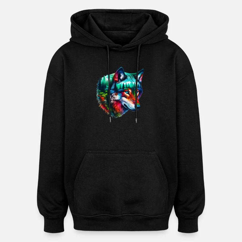 Loup - Sweat à capuche oversize unisexe - noir